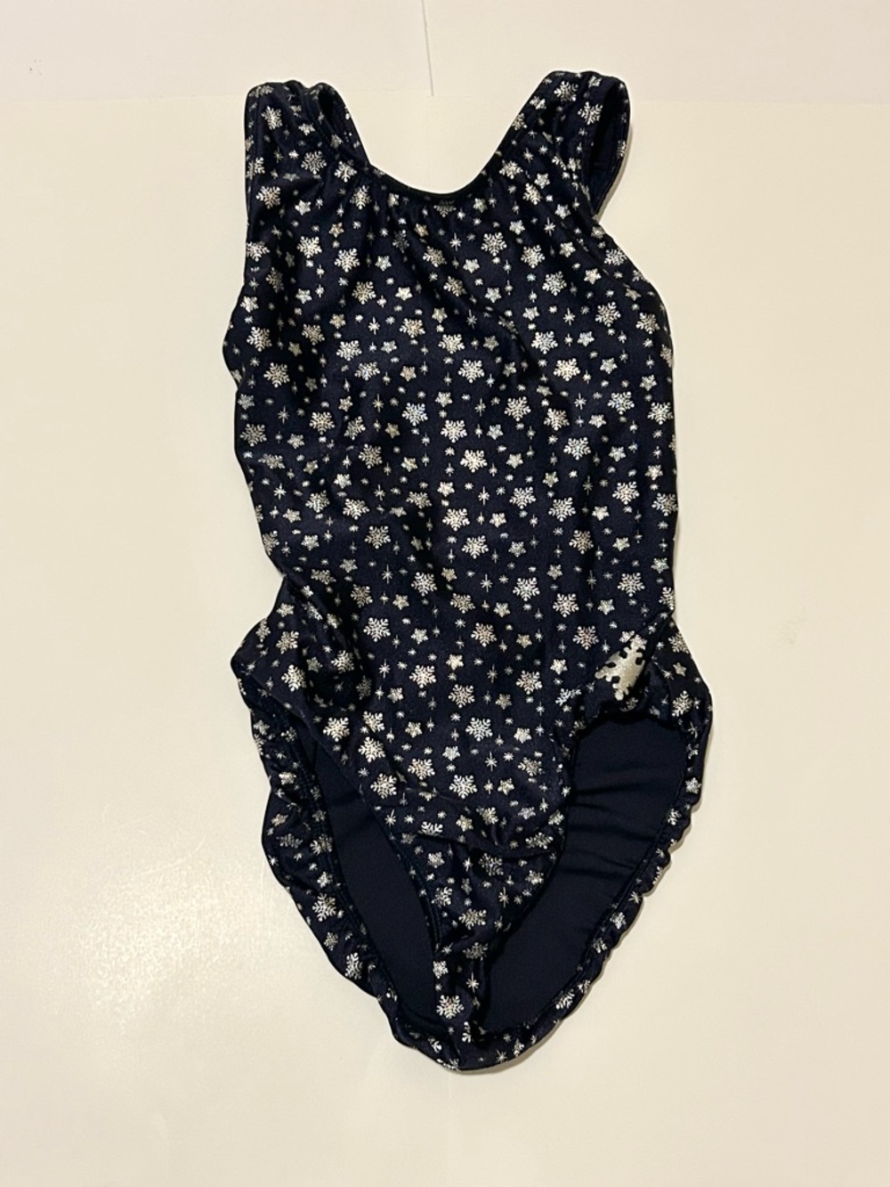Snowflake Designs Navy Sparkly  Snowflakes Gymnastics Leotard, Adult XSmall